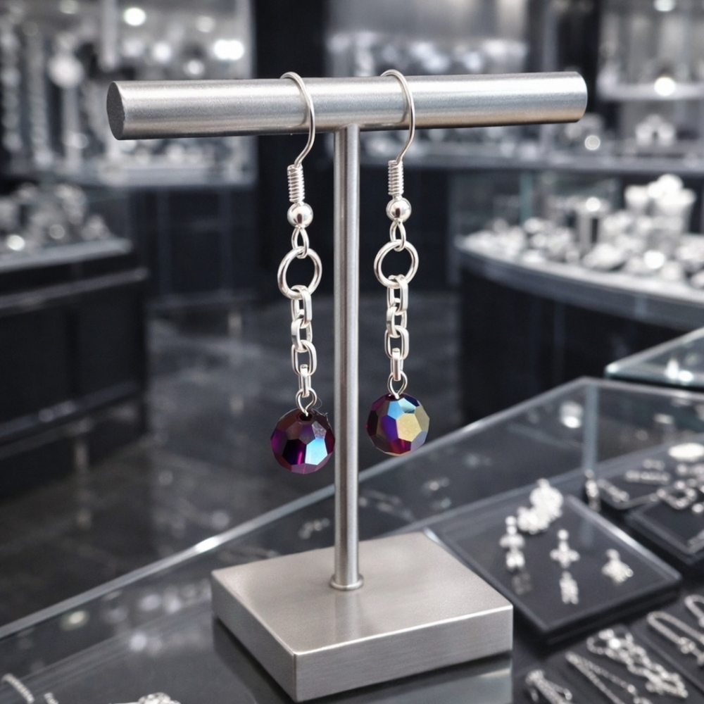 Garnet Red AB Swarovski Crystal Earrings - New Item